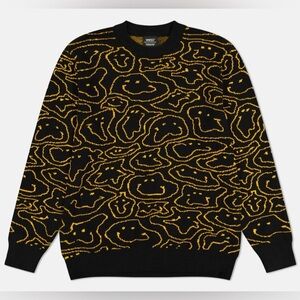 WESC Leon Warp Smiley Crew Neck Cotton Sweater Black Unisex NWT